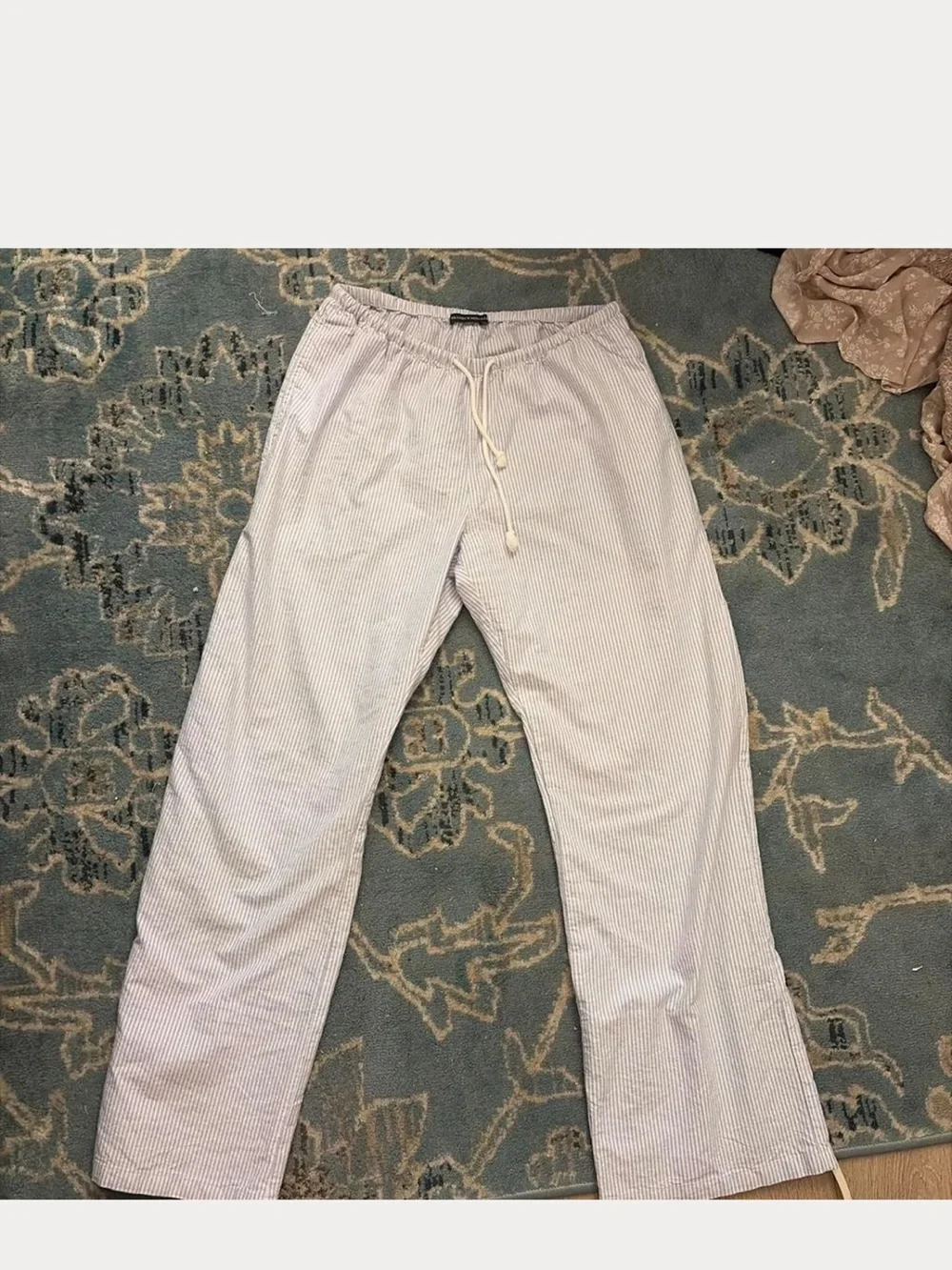 Brandy Melville Light Blue & White Stripe Drawstring Pants